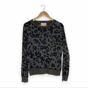 Anthropologie Women's Green Black Gray Ethan Camo Animal Print Sweater Small